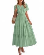 Elara™ | Boho A-Line Maxi Dress with V-Neck & Flowing Fit - Eliza-Warszawa