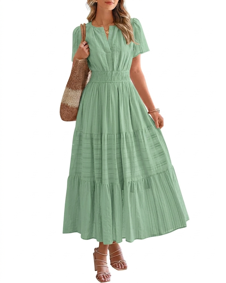 Elara™ | Boho A-Line Maxi Dress with V-Neck & Flowing Fit - Eliza-Warszawa