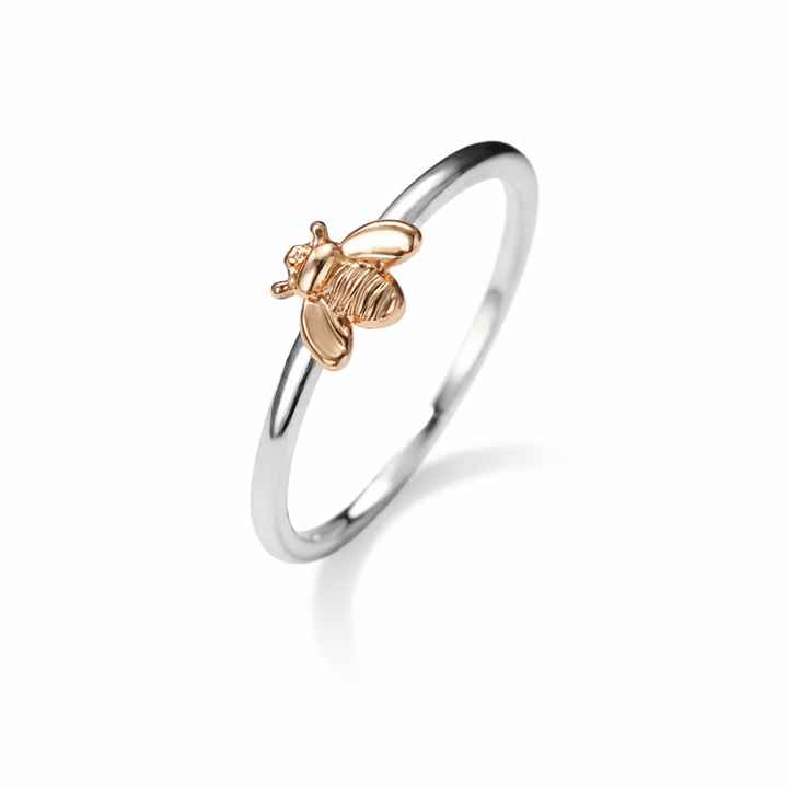 Gold Bee Silver Ring