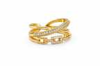 Gold Chain Link Crystal Ring