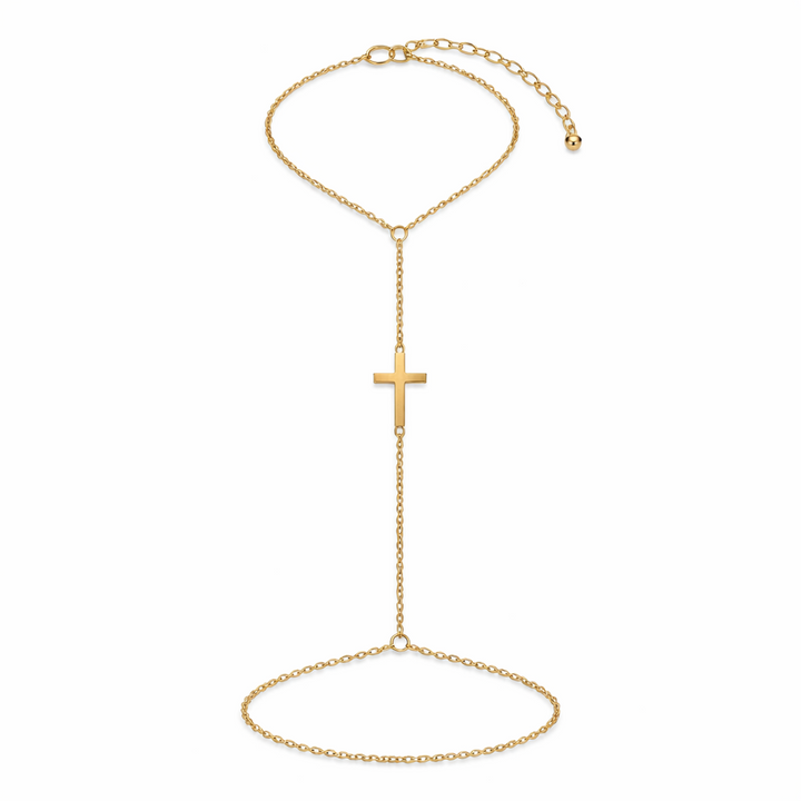 Gold Cross Hand Bracelet