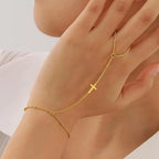 Gold Cross Hand Bracelet - Eliza-Warszawa