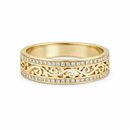 Gold Filigree Band Ring with Crystal Edges