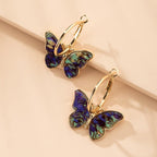 Gold Multicolor Butterfly Hoop Earrings - Eliza-Warszawa