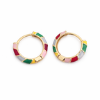 Gold Multicolor Enamel Hoop Earrings