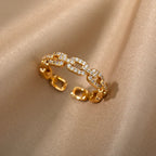 Gold Plated Chain Link Crystal Ring - Eliza-Warszawa