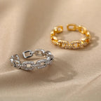 Gold Plated Chain Link Crystal Ring - Eliza-Warszawa