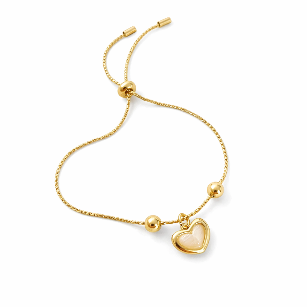 Gold Plated Opal Peach Heart Bracelet