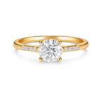 Gold Plated Solitaire Crystal Engagement Ring
