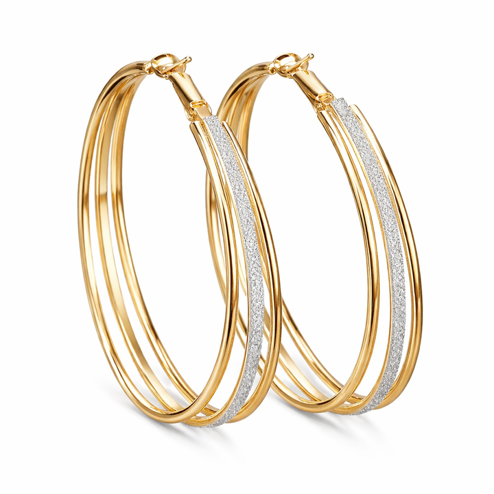 Gold Retro Hoop Earrings