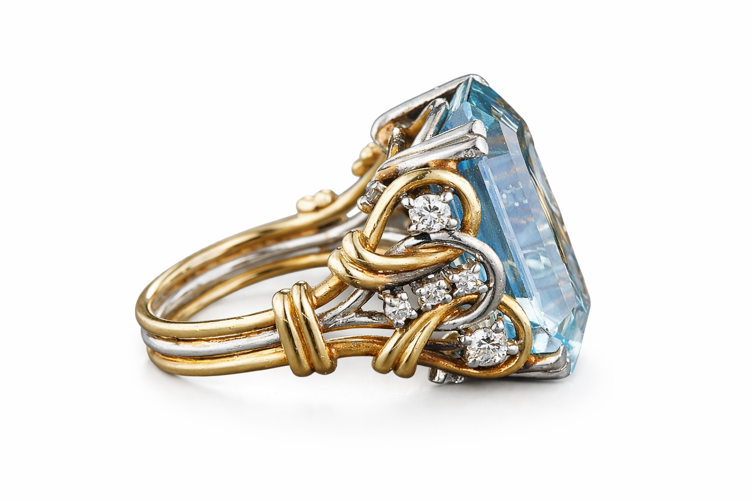 Gold Ring with Blue Zircon Stone