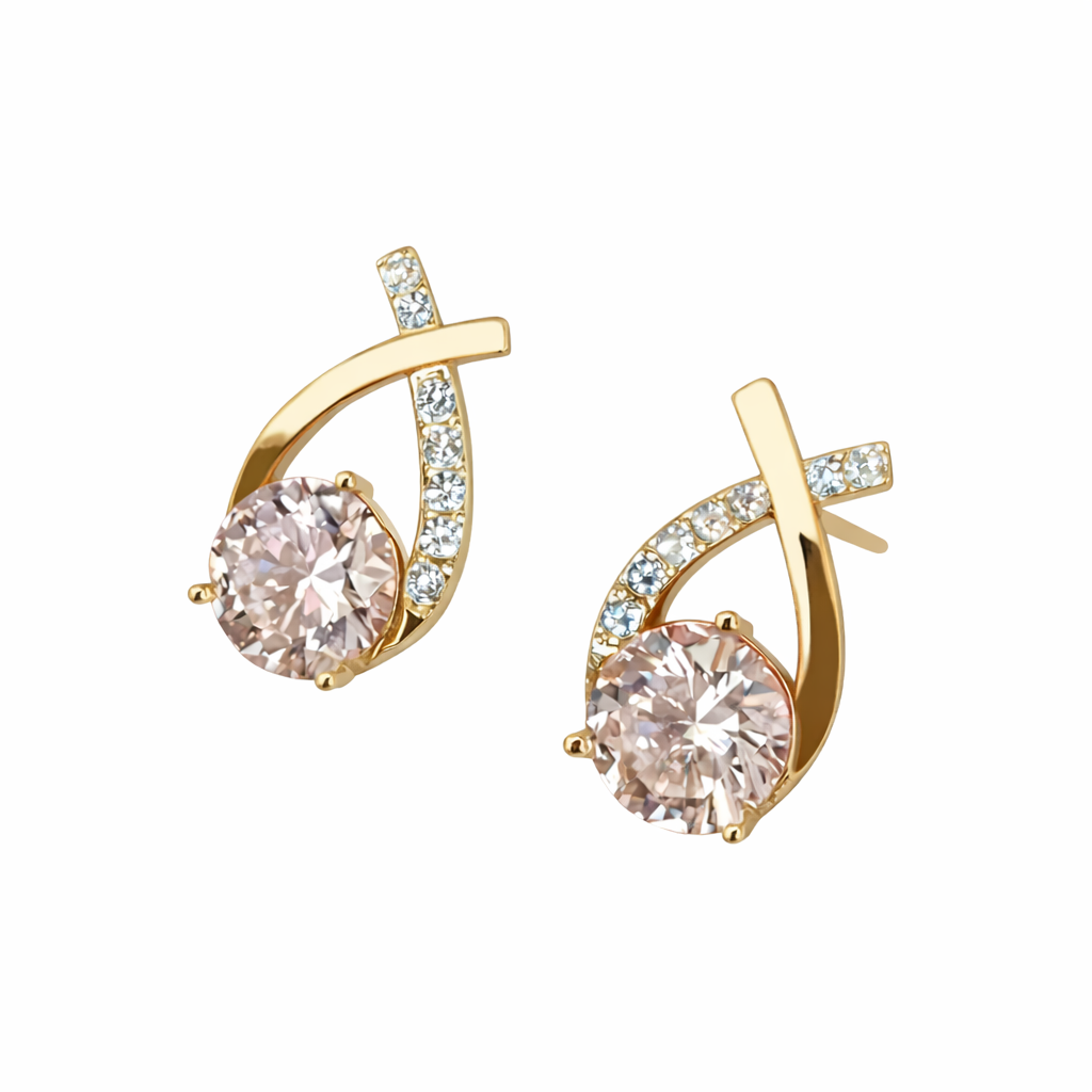 Golden Cross Zirconia Stud Earrings