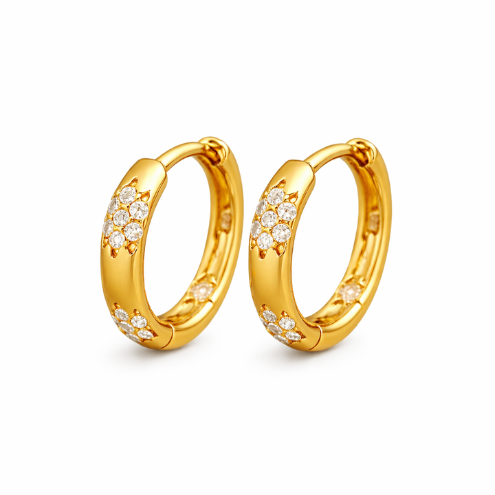 Golden Flower Hoop Earrings