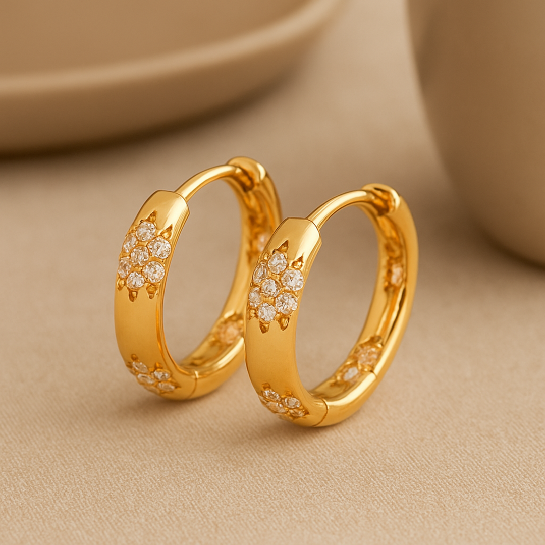 Golden Flower Hoop Earrings