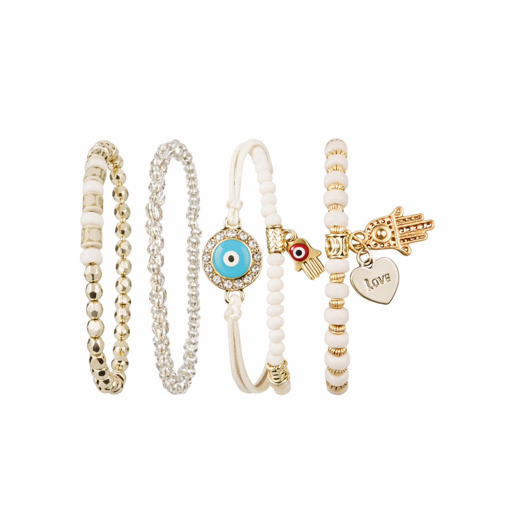 Hamsa Charm Bracelet Set