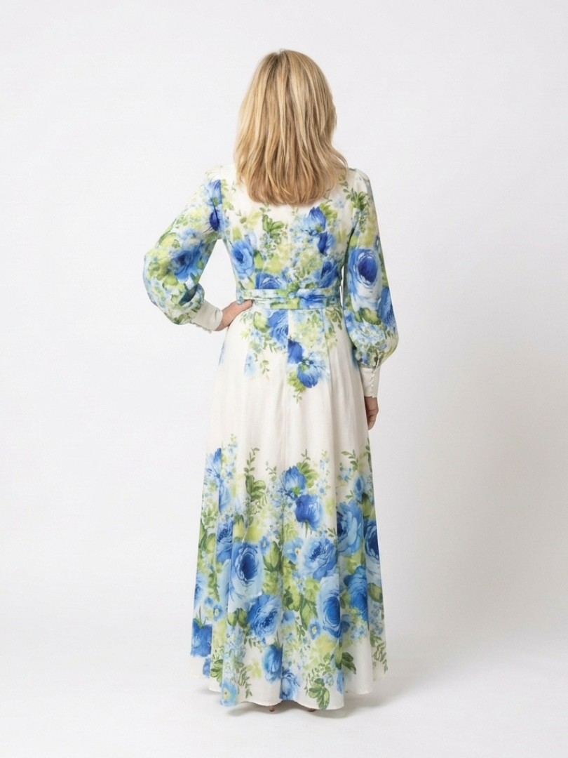 Harper - Long Sleeve Floral Button Front Maxi Dress - Eliza-Warszawa