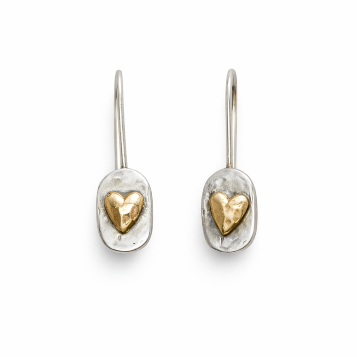 Heart Earrings with silver and gold