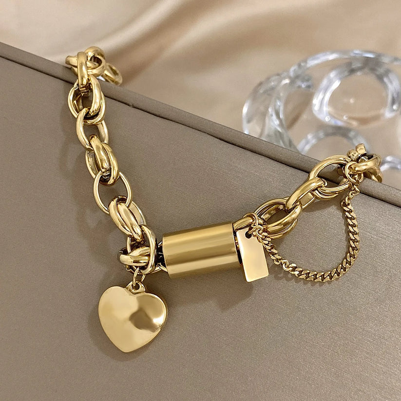 Heartened Chunky Bracelet | Gold - Eliza-Warszawa