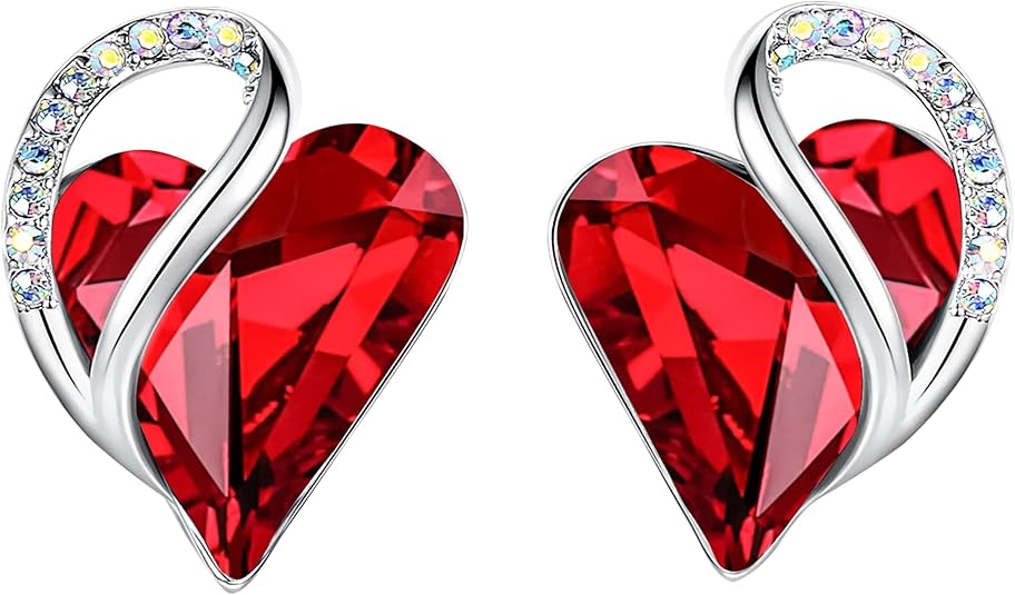 Infinity Heart Ruby Earrings | White Gold - Eliza-Warszawa