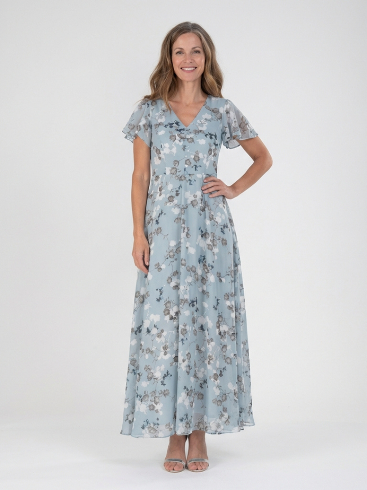 Ismeria | Floral Chiffon Maxi Dress - Eliza-Warszawa
