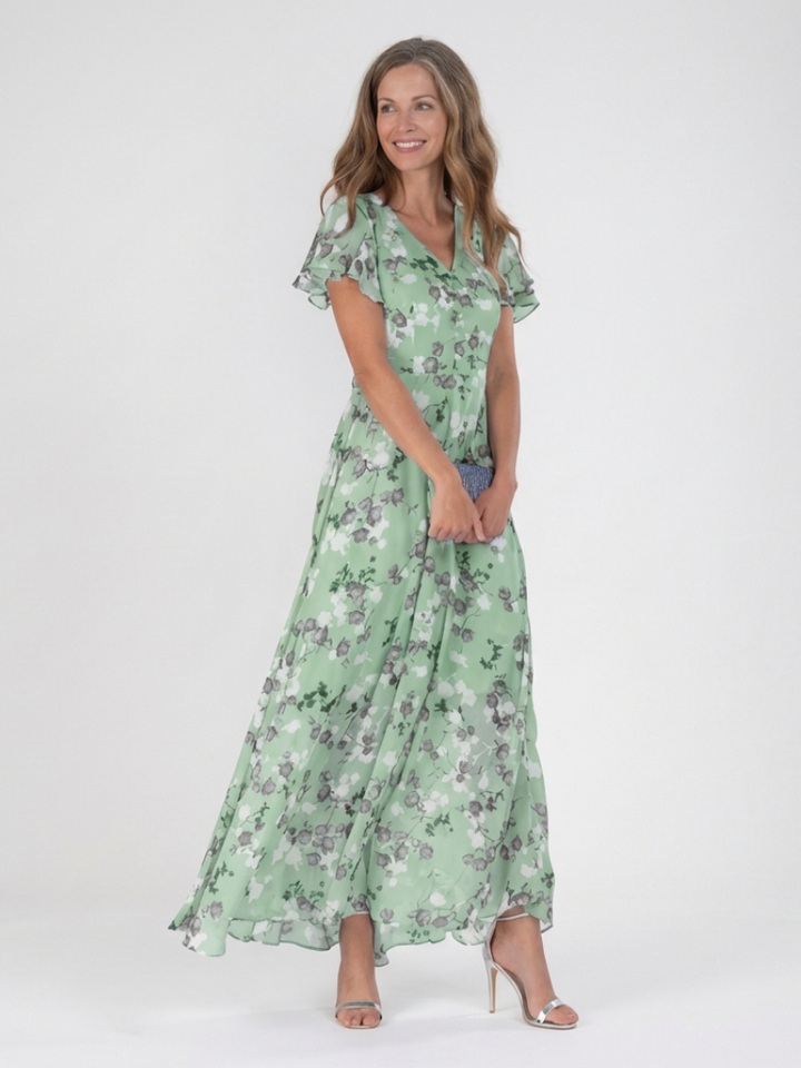 Ismeria | Floral Chiffon Maxi Dress - Eliza-Warszawa