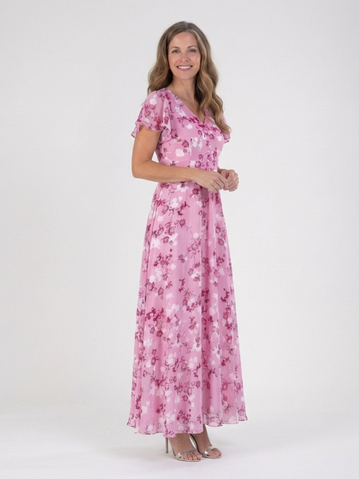 Ismeria | Floral Chiffon Maxi Dress - Eliza-Warszawa