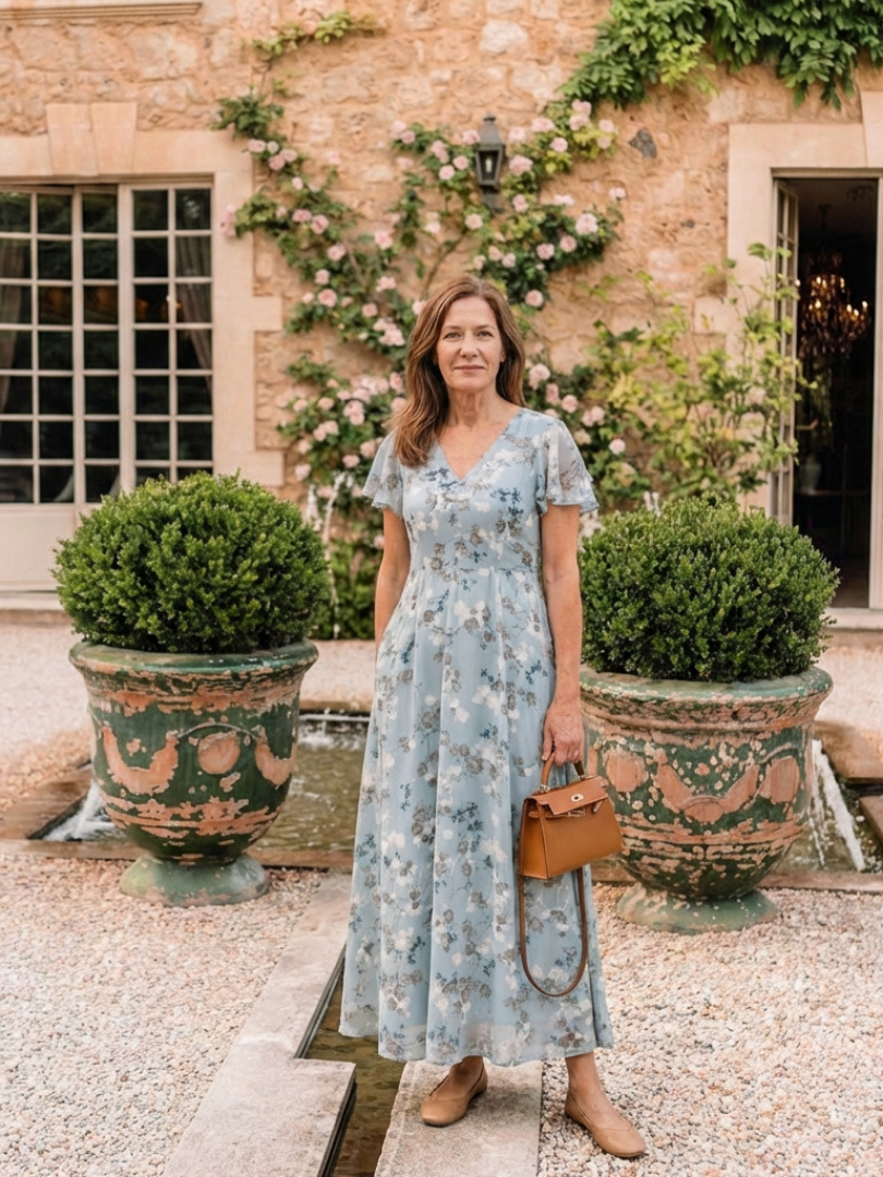 Ismeria | Floral Chiffon Maxi Dress - Eliza-Warszawa