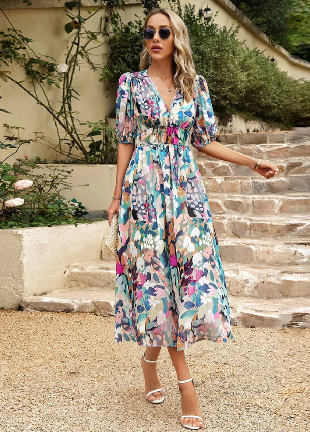 Jeannette™ | Floral Smocked Dress - Eliza-Warszawa