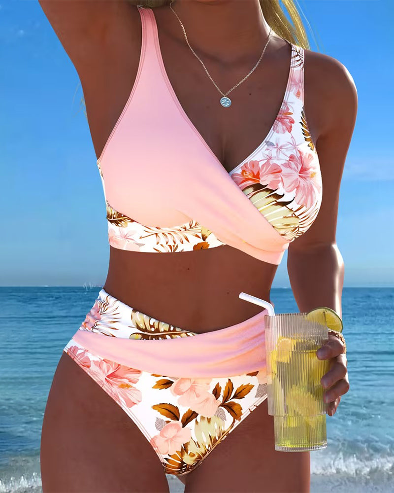Jolina™ | Floral Contrast Split Bikini - Eliza-Warszawa