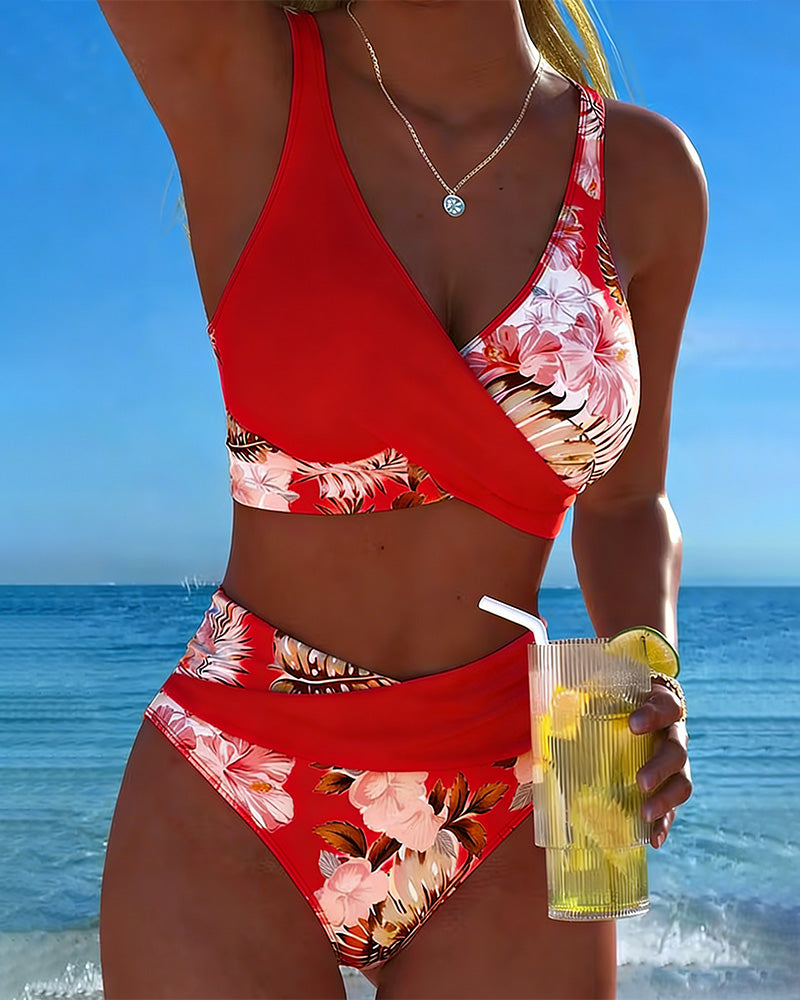 Jolina™ | Floral Contrast Split Bikini - Eliza-Warszawa