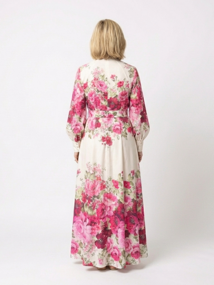 Kennedy - Long Sleeve Floral Belted Maxi Dress - Eliza-Warszawa