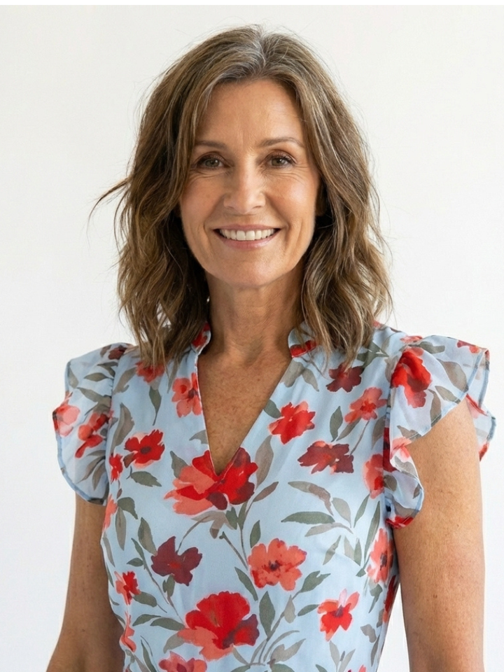 Lila - Floral V-Neck Tiered Midi Dress - Eliza-Warszawa