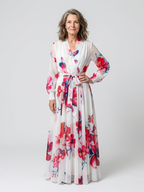 Lillian | Floral Wrap Maxi Dress with Long Sleeves - Eliza-Warszawa