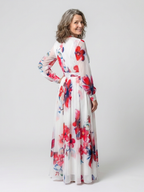 Lillian | Floral Wrap Maxi Dress with Long Sleeves - Eliza-Warszawa