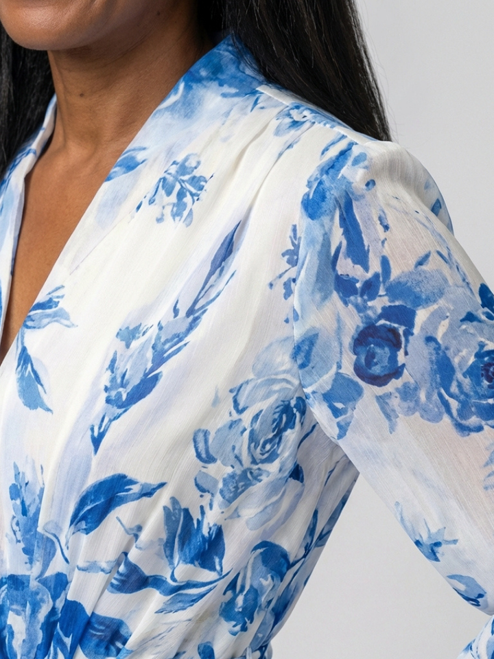 Lillian | Floral Wrap Maxi Dress with Long Sleeves - Eliza-Warszawa