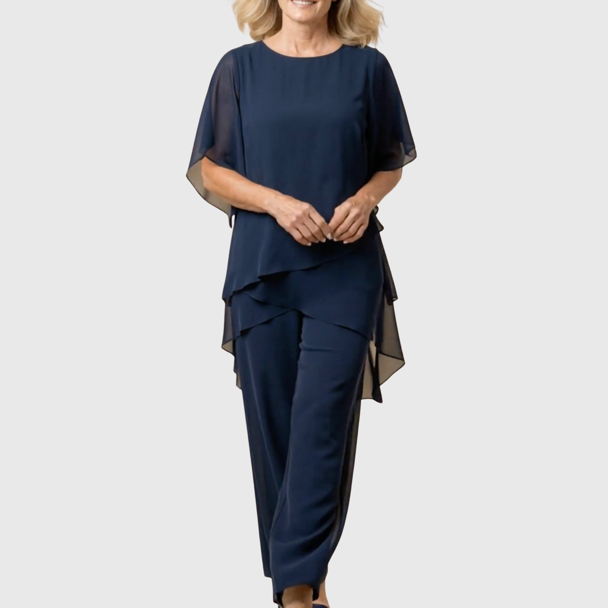 Linda | Suit with draped palazzo pants - Eliza-Warszawa