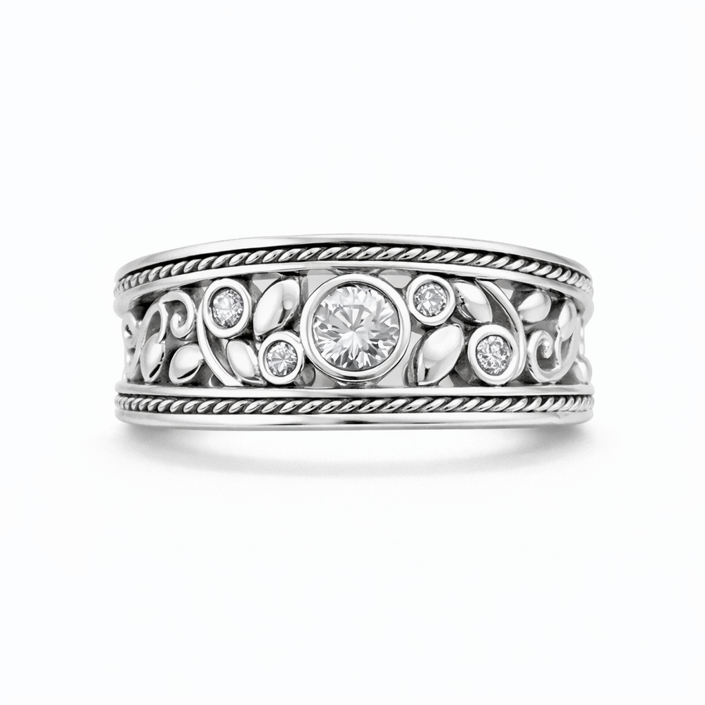Luxury Silver Ring with Zirconia Stones