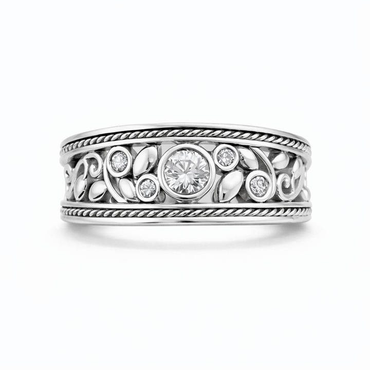 Luxury Silver Ring with Zirconia Stones