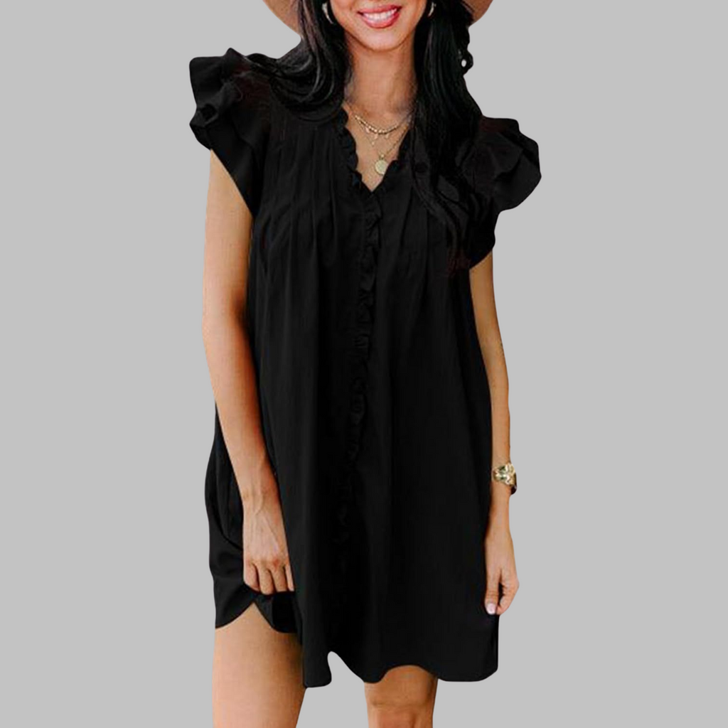MARCELLA™ - Casual V-Neck Ruffled Midi Dress - Eliza-Warszawa
