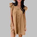 MARCELLA™ - Casual V-Neck Ruffled Midi Dress - Eliza-Warszawa