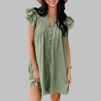 MARCELLA™ - Casual V-Neck Ruffled Midi Dress - Eliza-Warszawa