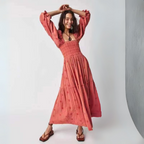 MOIRA™ - Comfy Floral Lantern Sleeve Square Neck Maxi Dress - Eliza-Warszawa