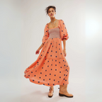 MOIRA™ - Comfy Floral Lantern Sleeve Square Neck Maxi Dress - Eliza-Warszawa