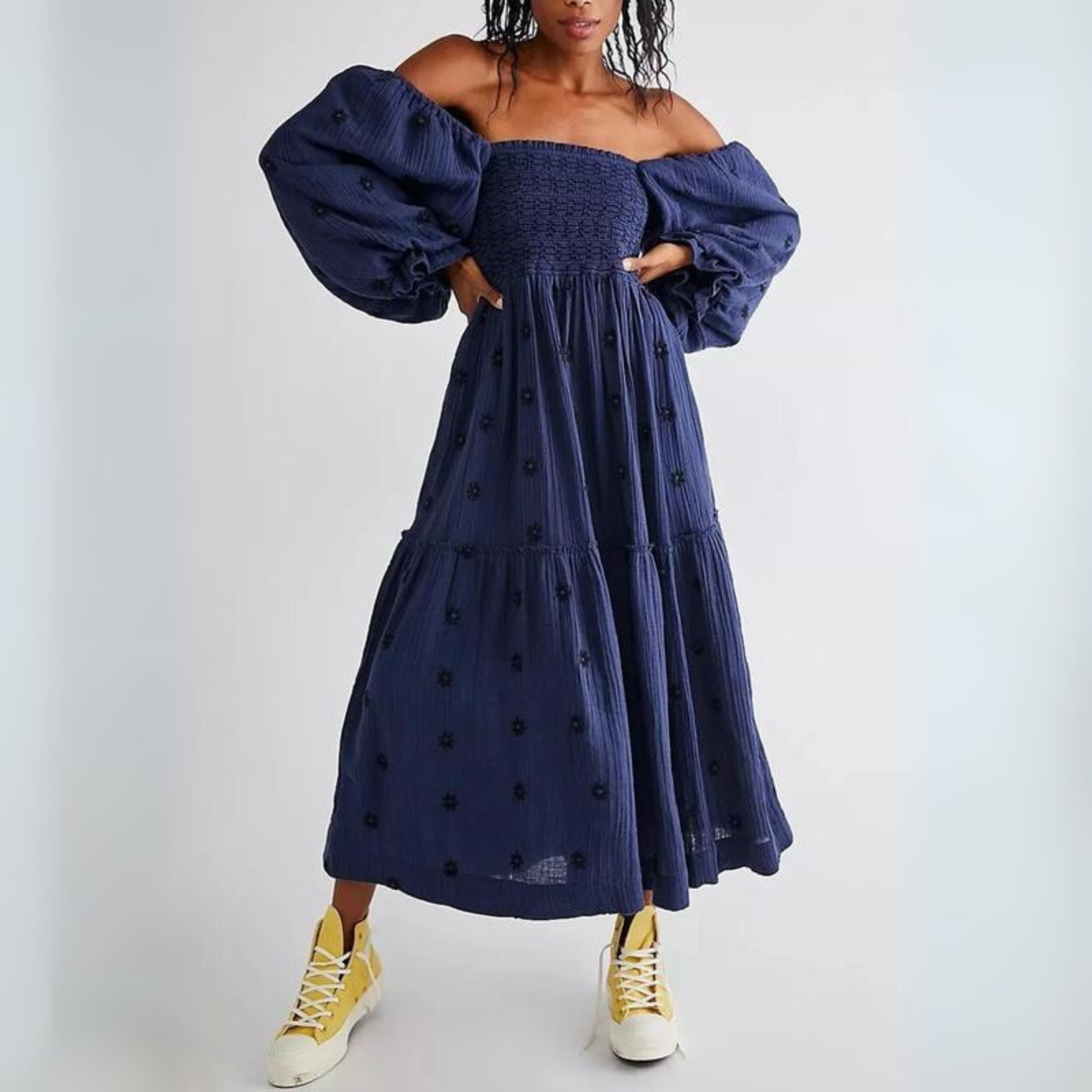 MOIRA™ - Comfy Floral Lantern Sleeve Square Neck Maxi Dress - Eliza-Warszawa
