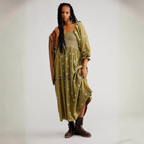 MOIRA™ - Comfy Floral Lantern Sleeve Square Neck Maxi Dress - Eliza-Warszawa