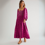 MOIRA™ - Comfy Floral Lantern Sleeve Square Neck Maxi Dress - Eliza-Warszawa