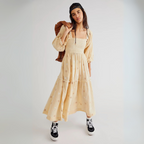 MOIRA™ - Comfy Floral Lantern Sleeve Square Neck Maxi Dress - Eliza-Warszawa