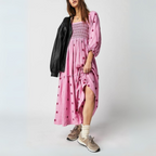 MOIRA™ - Comfy Floral Lantern Sleeve Square Neck Maxi Dress - Eliza-Warszawa