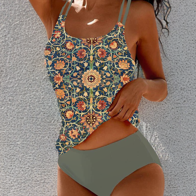 Madeleine™ | Vintage Floral Print Tankini Set - Eliza-Warszawa