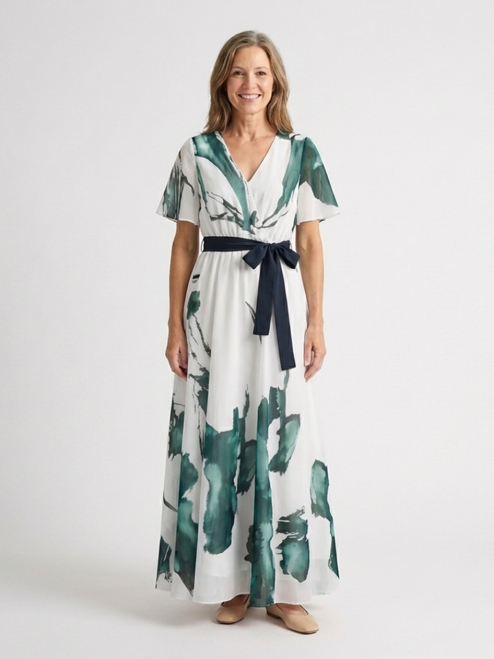 Madison - Flutter Sleeve Belted Maxi Dress - Eliza-Warszawa